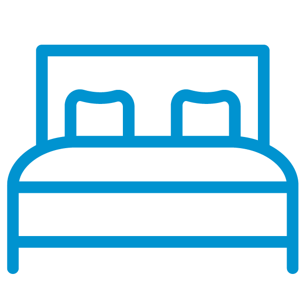 Icon illustration of a bed.