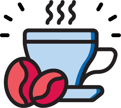 Coffee cup and beans icon