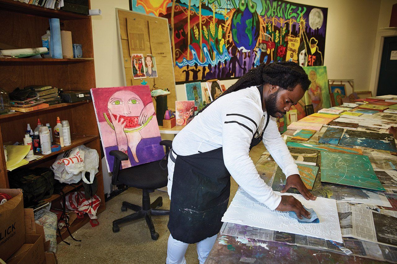 Wraparound Volunteer Jamal creates art