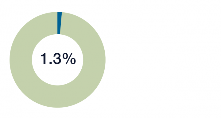 Pie chart showing 1.3%