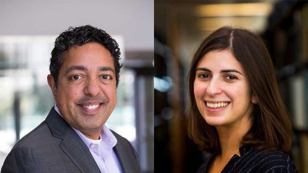 Headshots of Atul Butte and Sarah Murray.