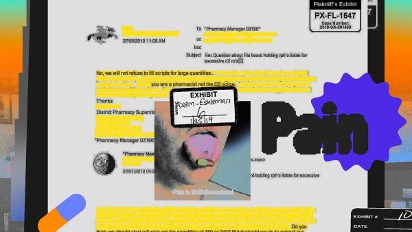 Photo illustration of documents from the UCSF Opioid Industry Archive.