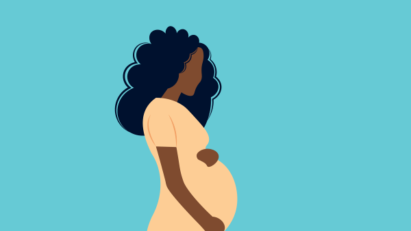 An illustration of a pregnant Black woman.
