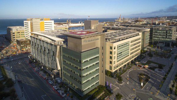 A bird's eye view of UCSF Medical Center at Mission Bay.