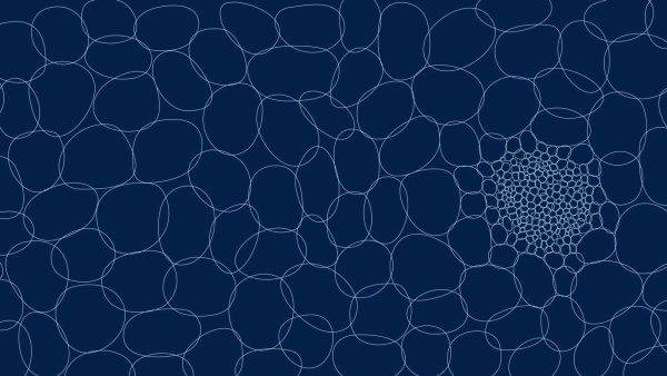 A graphic pattern composed of circles tightly arranged together, echoing the behavior of cells.