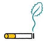 Illustration of a cigarette with smoke shaped like a leaf